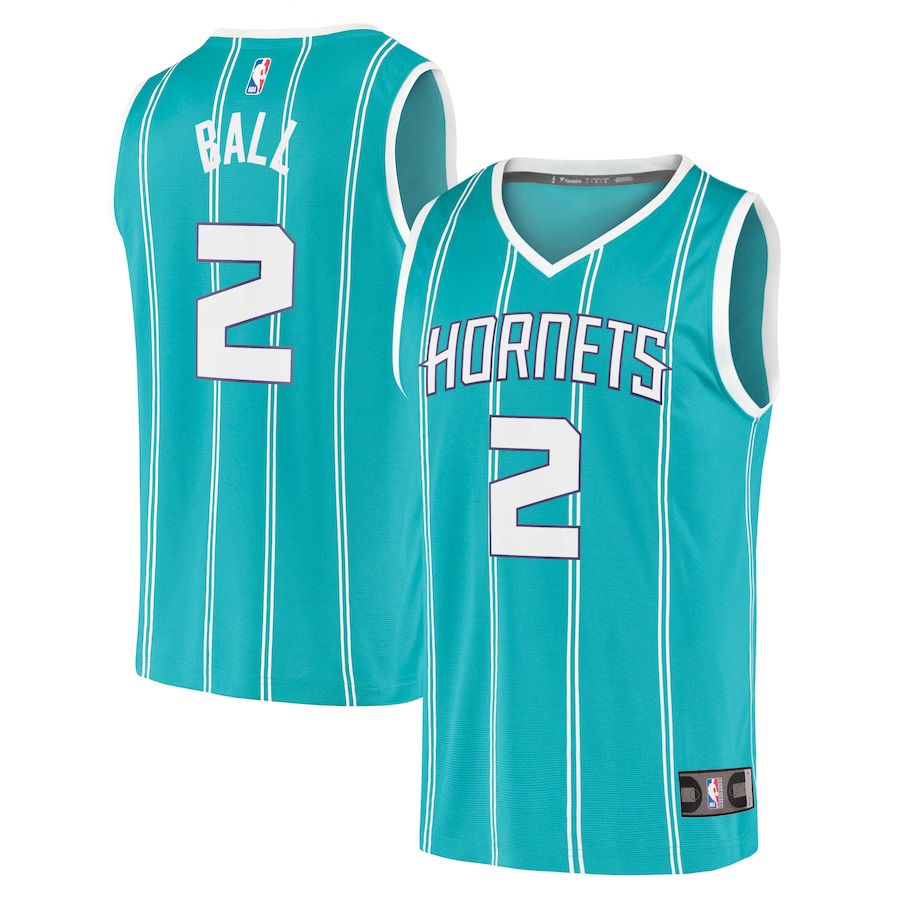 Men Charlotte Hornets #2 LaMelo Ball Fanatics Branded Teal Fast Break Replica NBA Jersey